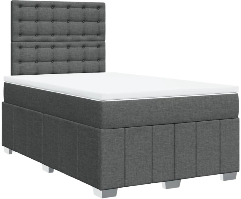 vidaXL Κρεβάτι Boxspring με Στρώμα Σκούρο Γκρι 120x200 εκ. Υφασμάτινο
