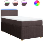 vidaXL Κρεβάτι Boxspring με Στρώμα Σκούρο Καφέ 90x200 εκ. Υφασμάτινο