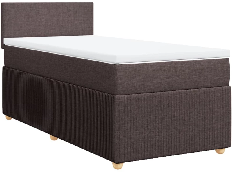 vidaXL Κρεβάτι Boxspring με Στρώμα Σκούρο Καφέ 90x200 εκ. Υφασμάτινο