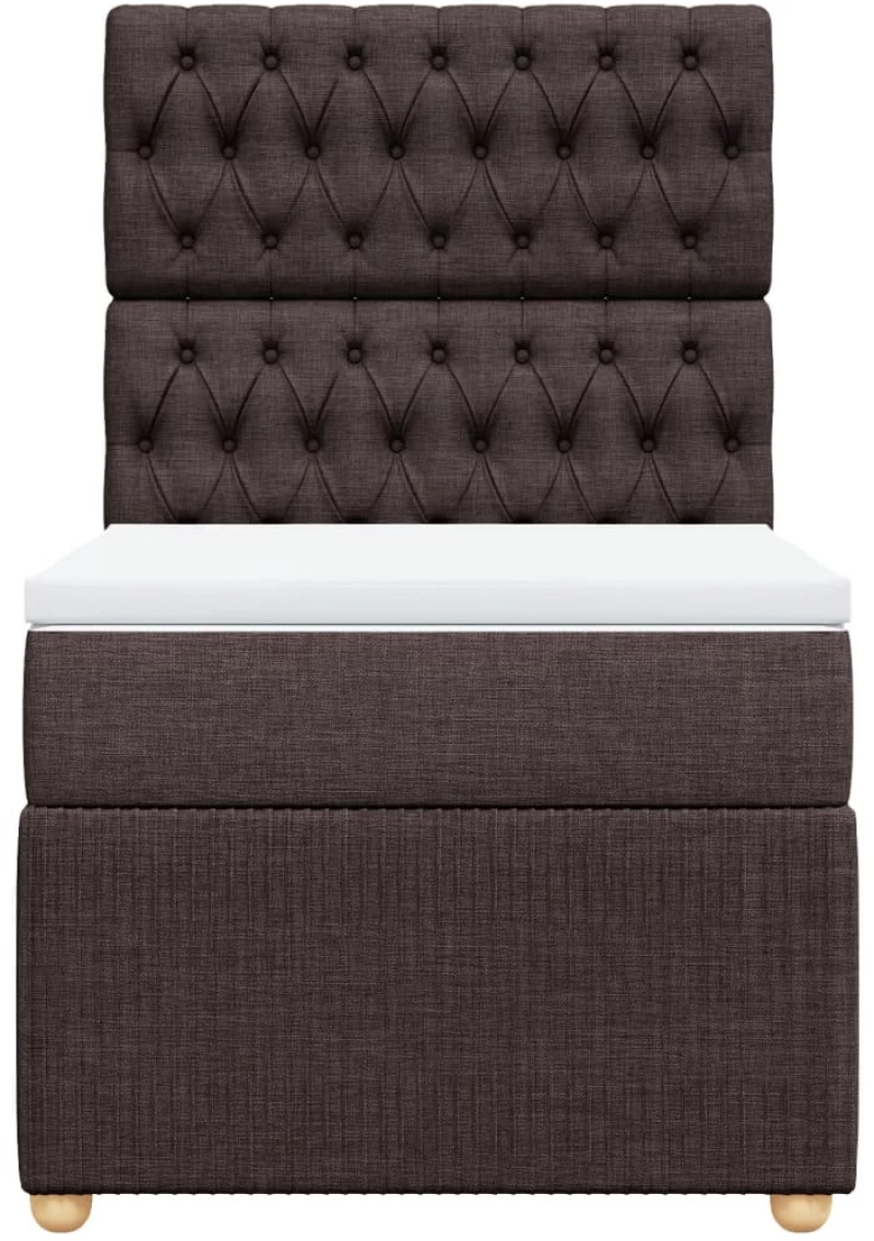 vidaXL Κρεβάτι Boxspring με Στρώμα Σκούρο Καφέ 90x200 εκ. Υφασμάτινο