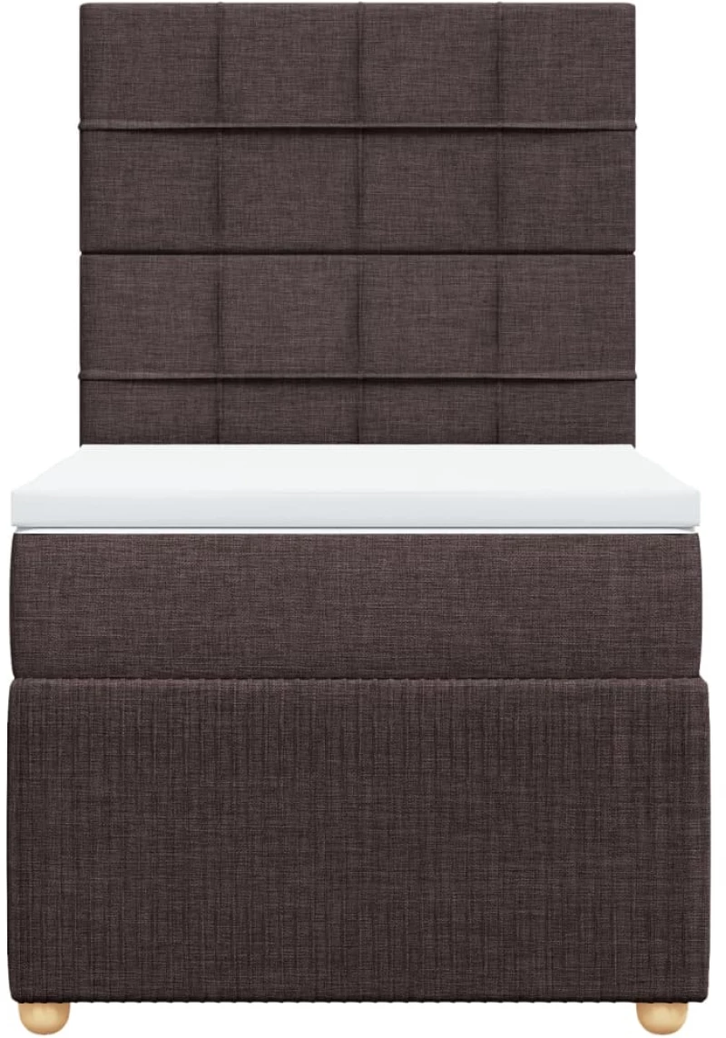vidaXL Κρεβάτι Boxspring με Στρώμα Σκούρο Καφέ 90x200 εκ. Υφασμάτινο