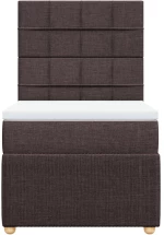 vidaXL Κρεβάτι Boxspring με Στρώμα Σκούρο Καφέ 90x200 εκ. Υφασμάτινο
