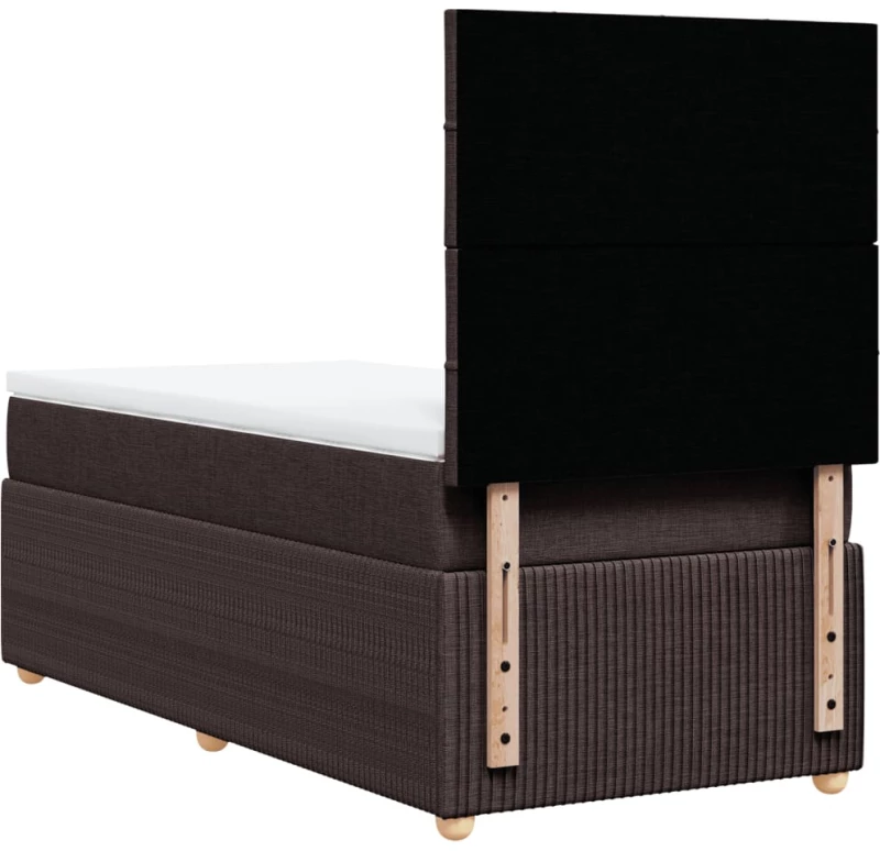 vidaXL Κρεβάτι Boxspring με Στρώμα Σκούρο Καφέ 90x200 εκ. Υφασμάτινο