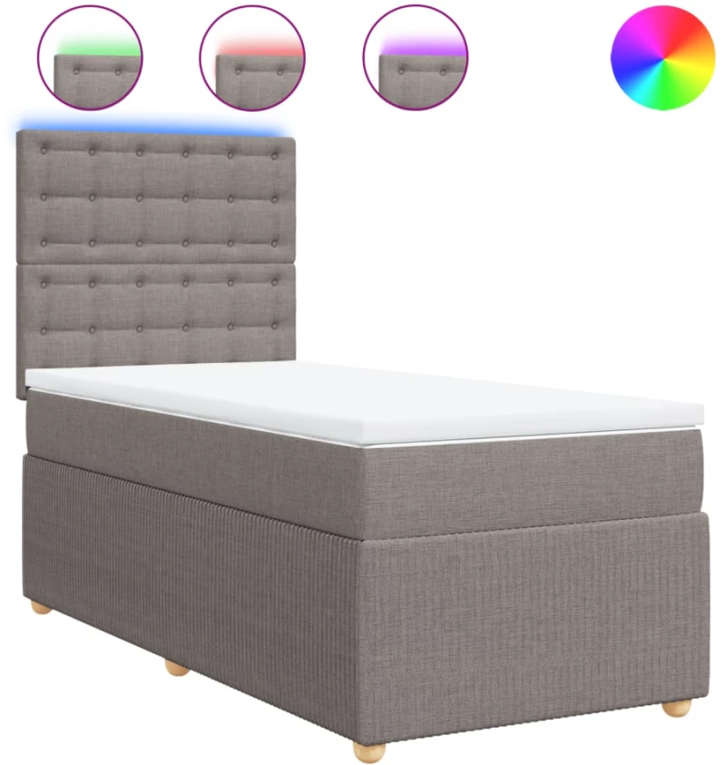vidaXL Κρεβάτι Boxspring με Στρώμα Taupe 90x200 εκ. Υφασμάτινο
