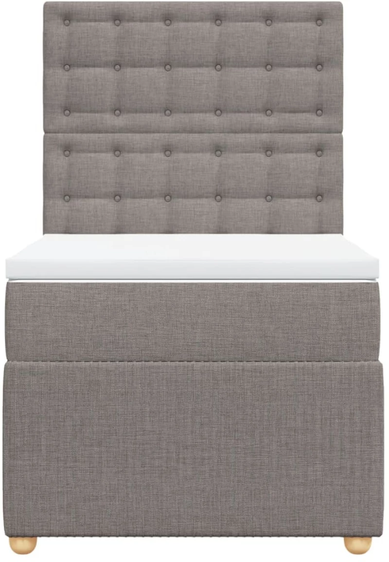 vidaXL Κρεβάτι Boxspring με Στρώμα Taupe 90x200 εκ. Υφασμάτινο
