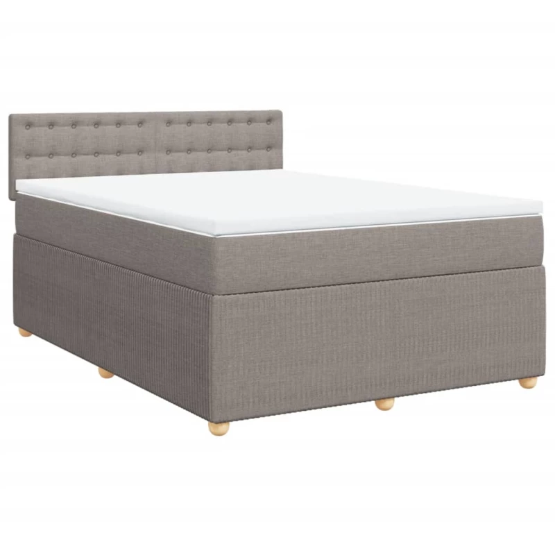 vidaXL Κρεβάτι Boxspring με Στρώμα Taupe 140x190 εκ. Υφασμάτινο