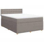 vidaXL Κρεβάτι Boxspring με Στρώμα Taupe 140x190 εκ. Υφασμάτινο