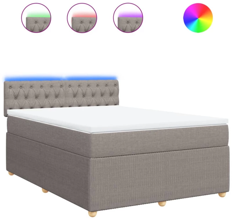 vidaXL Κρεβάτι Boxspring με Στρώμα Taupe 140x190 εκ. Υφασμάτινο