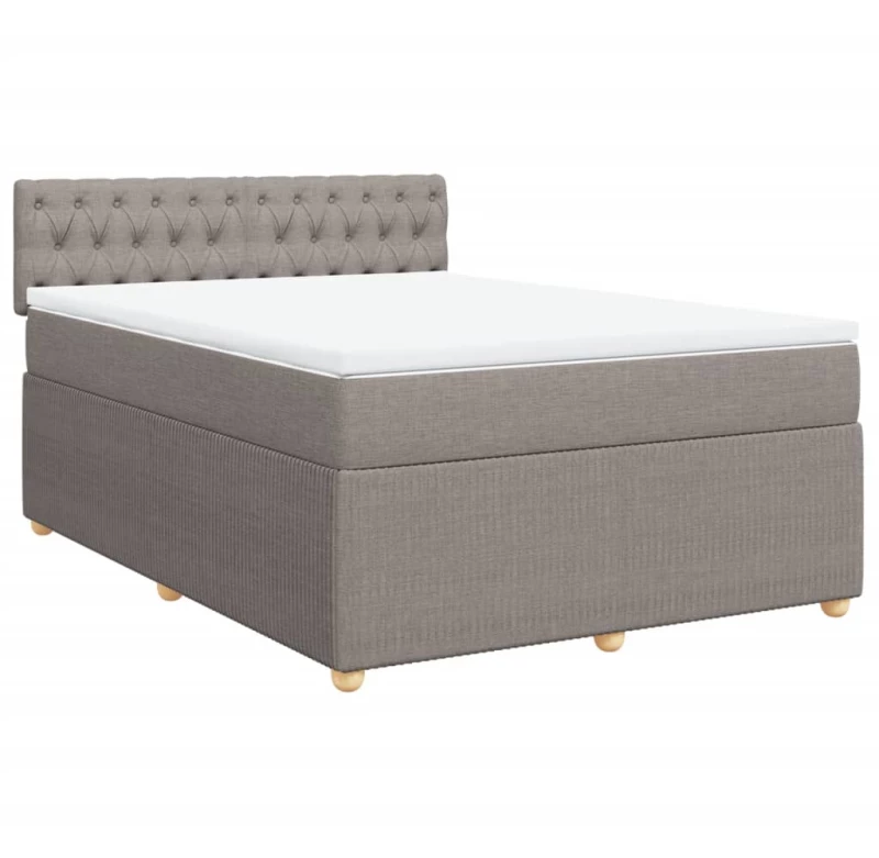 vidaXL Κρεβάτι Boxspring με Στρώμα Taupe 140x190 εκ. Υφασμάτινο