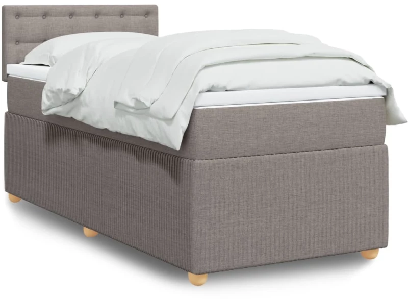 vidaXL Κρεβάτι Boxspring με Στρώμα Taupe 90x200 εκ. Υφασμάτινο