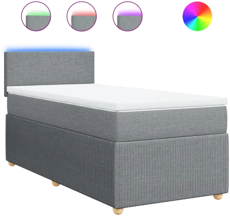vidaXL Κρεβάτι Boxspring με Στρώμα Ανοιχτό Γκρι 80x200 εκ. Υφασμάτινο