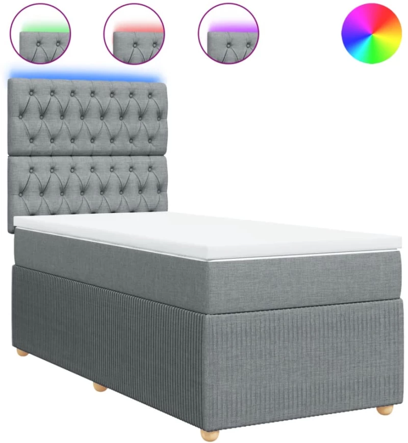 vidaXL Κρεβάτι Boxspring με Στρώμα Ανοιχτό Γκρι 80x200 εκ. Υφασμάτινο