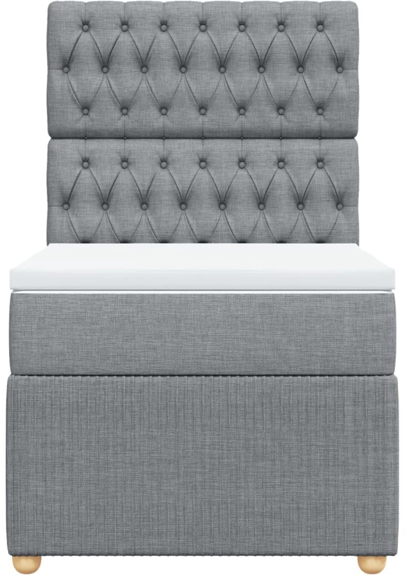 vidaXL Κρεβάτι Boxspring με Στρώμα Ανοιχτό Γκρι 80x200 εκ. Υφασμάτινο