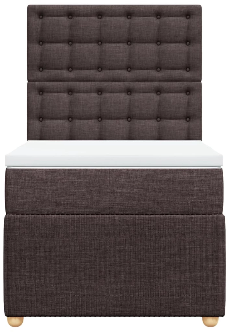 vidaXL Κρεβάτι Boxspring με Στρώμα Σκούρο Καφέ 90x190 εκ. Υφασμάτινο