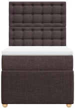 vidaXL Κρεβάτι Boxspring με Στρώμα Σκούρο Καφέ 90x190 εκ. Υφασμάτινο