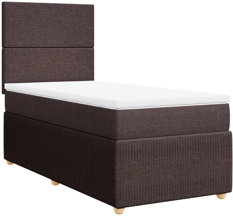 vidaXL Κρεβάτι Boxspring με Στρώμα Σκούρο Καφέ 80x200 εκ. Υφασμάτινο