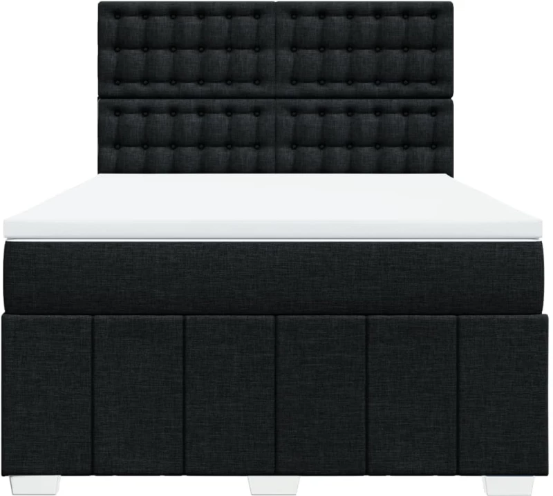 vidaXL Κρεβάτι Boxspring με Στρώμα Μαύρο 140x190 εκ. Υφασμάτινο