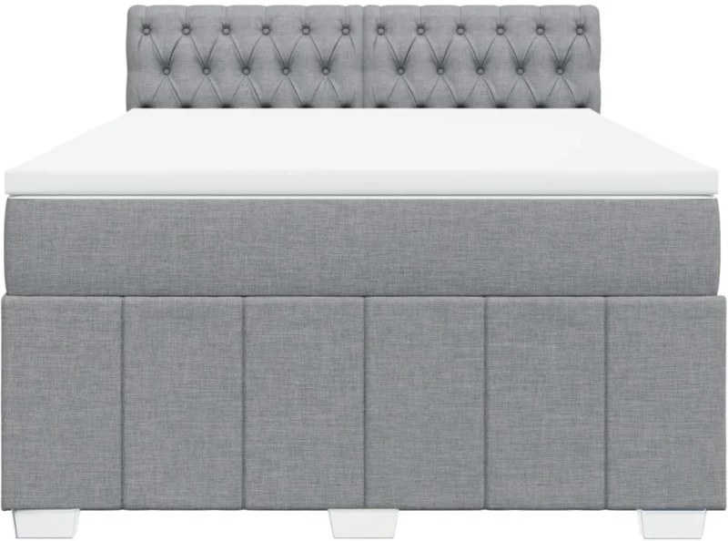 vidaXL Κρεβάτι Boxspring με Στρώμα Ανοιχτό Γκρι 140x190 εκ. Υφασμάτινο