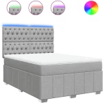 vidaXL Κρεβάτι Boxspring με Στρώμα Ανοιχτό Γκρι 140x200 εκ. Υφασμάτινο