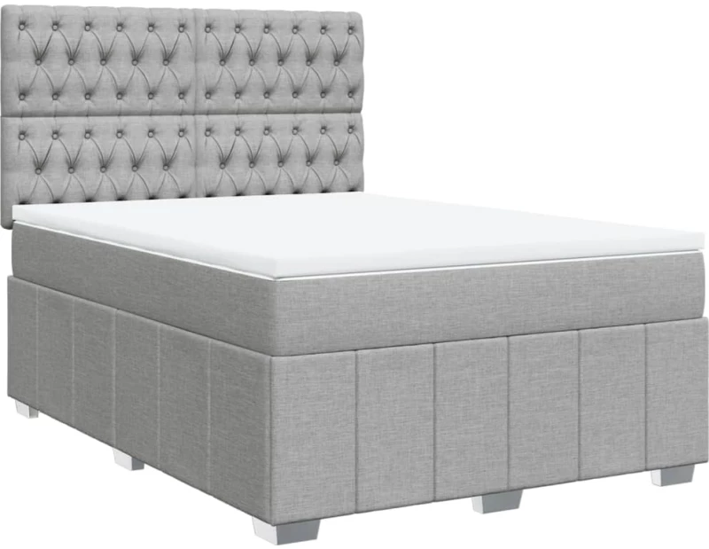 vidaXL Κρεβάτι Boxspring με Στρώμα Ανοιχτό Γκρι 140x200 εκ. Υφασμάτινο