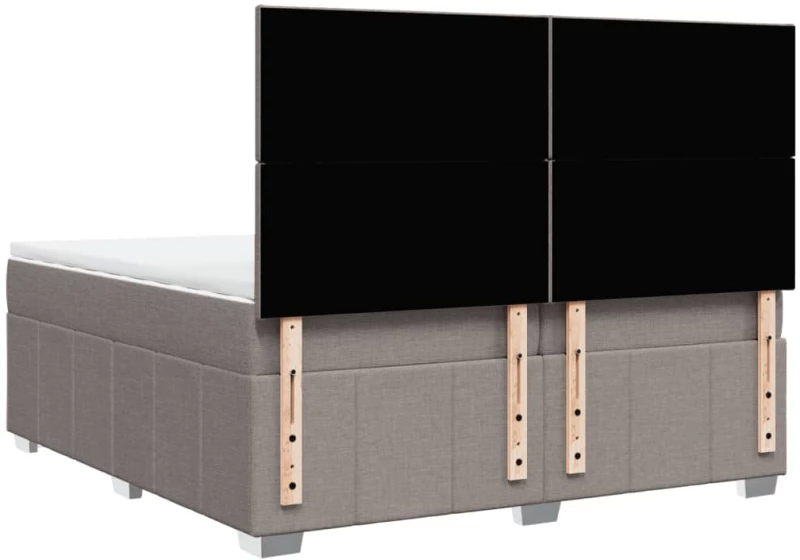 vidaXL Κρεβάτι Boxspring με Στρώμα Taupe 200x200 εκ. Υφασμάτινο