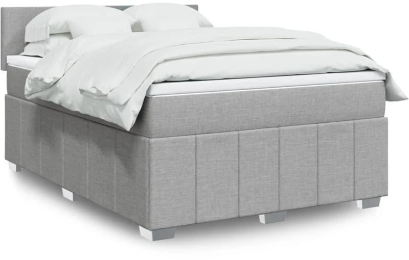 vidaXL Κρεβάτι Boxspring με Στρώμα Ανοιχτό Γκρι 140x190 εκ. Υφασμάτινο