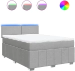 vidaXL Κρεβάτι Boxspring με Στρώμα Ανοιχτό Γκρι 140x190 εκ. Υφασμάτινο