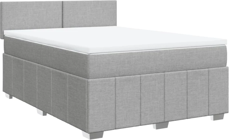 vidaXL Κρεβάτι Boxspring με Στρώμα Ανοιχτό Γκρι 140x190 εκ. Υφασμάτινο
