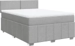vidaXL Κρεβάτι Boxspring με Στρώμα Ανοιχτό Γκρι 140x190 εκ. Υφασμάτινο