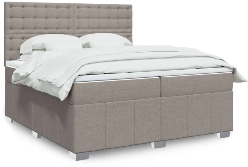 vidaXL Κρεβάτι Boxspring με Στρώμα Taupe 200x200 εκ. Υφασμάτινο