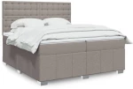vidaXL Κρεβάτι Boxspring με Στρώμα Taupe 200x200 εκ. Υφασμάτινο
