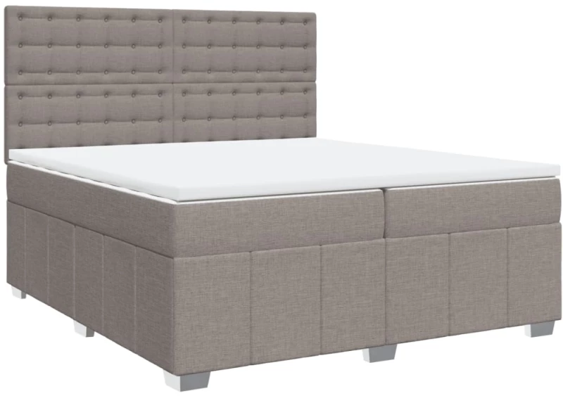 vidaXL Κρεβάτι Boxspring με Στρώμα Taupe 200x200 εκ. Υφασμάτινο