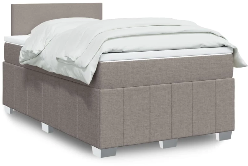 vidaXL Κρεβάτι Boxspring με Στρώμα Taupe 120x200 εκ. Υφασμάτινο