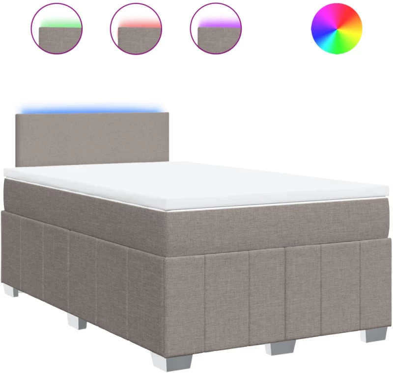 vidaXL Κρεβάτι Boxspring με Στρώμα Taupe 120x200 εκ. Υφασμάτινο