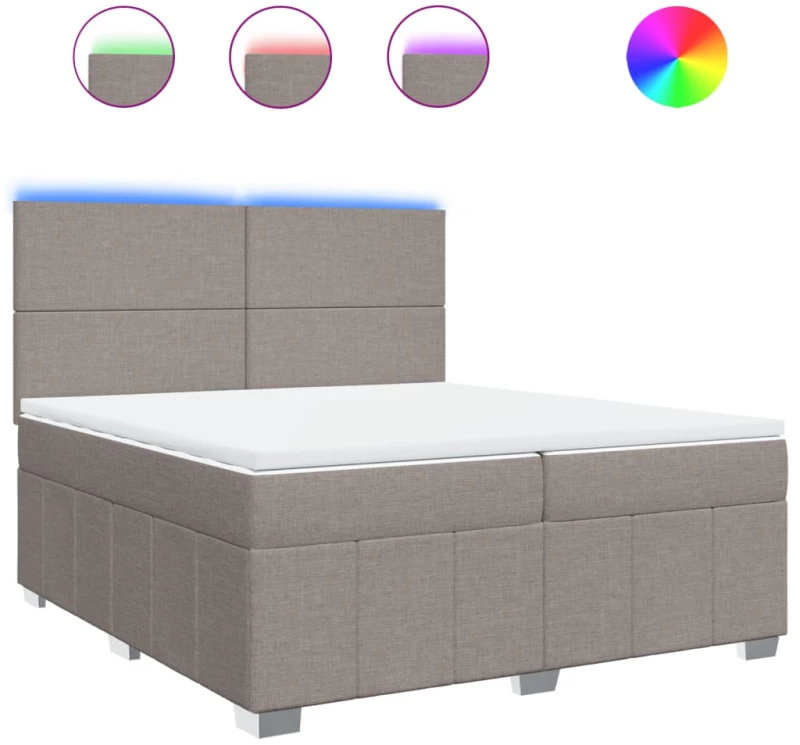 vidaXL Κρεβάτι Boxspring με Στρώμα Taupe 200x200 εκ. Υφασμάτινο