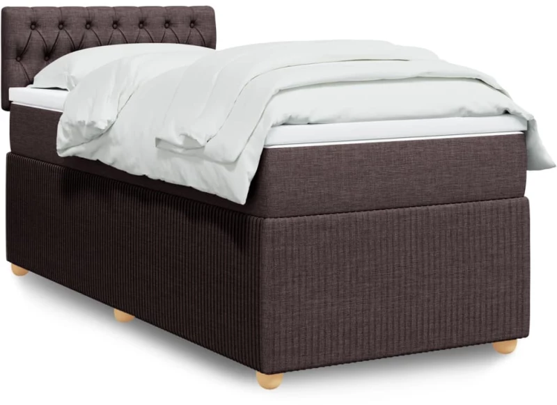 vidaXL Κρεβάτι Boxspring με Στρώμα Σκούρο Καφέ 80x200 εκ. Υφασμάτινο
