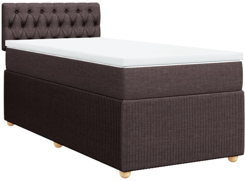 vidaXL Κρεβάτι Boxspring με Στρώμα Σκούρο Καφέ 80x200 εκ. Υφασμάτινο