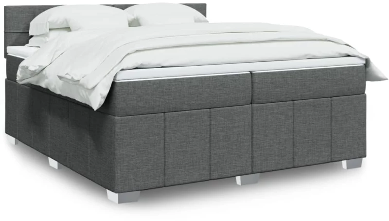 vidaXL Κρεβάτι Boxspring με Στρώμα Σκούρο Γκρι 200x200 εκ. Υφασμάτινο