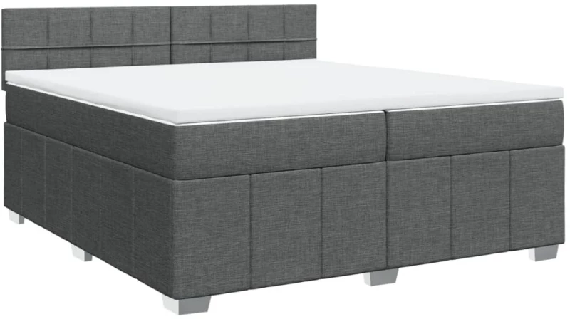 vidaXL Κρεβάτι Boxspring με Στρώμα Σκούρο Γκρι 200x200 εκ. Υφασμάτινο
