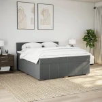 vidaXL Κρεβάτι Boxspring με Στρώμα Σκούρο Γκρι 200x200 εκ. Υφασμάτινο