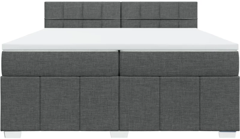 vidaXL Κρεβάτι Boxspring με Στρώμα Σκούρο Γκρι 200x200 εκ. Υφασμάτινο