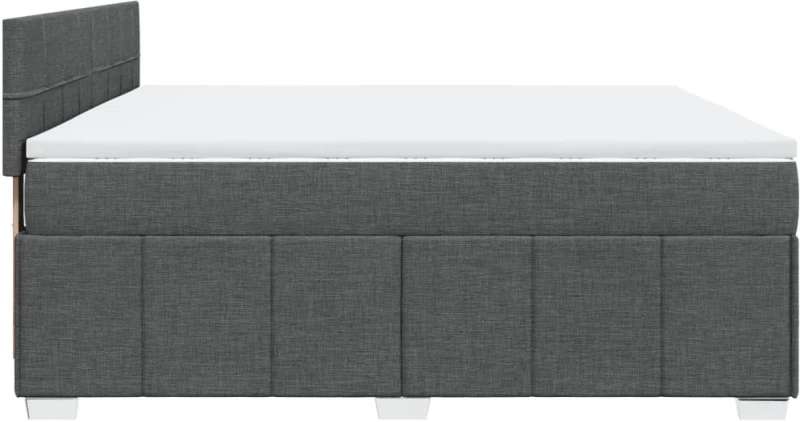 vidaXL Κρεβάτι Boxspring με Στρώμα Σκούρο Γκρι 200x200 εκ. Υφασμάτινο