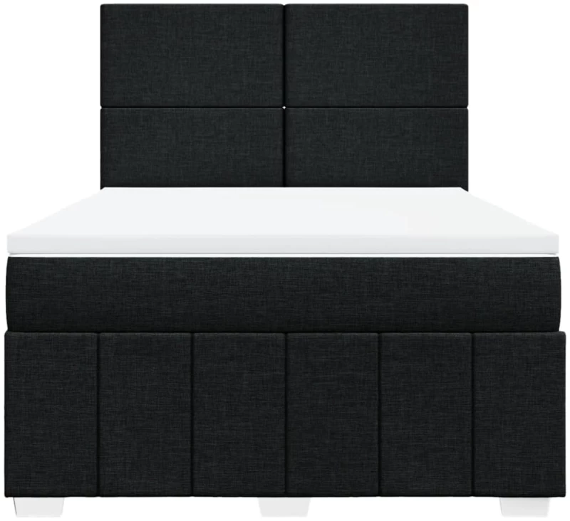 vidaXL Κρεβάτι Boxspring με Στρώμα Μαύρο 140x190 εκ. Υφασμάτινο