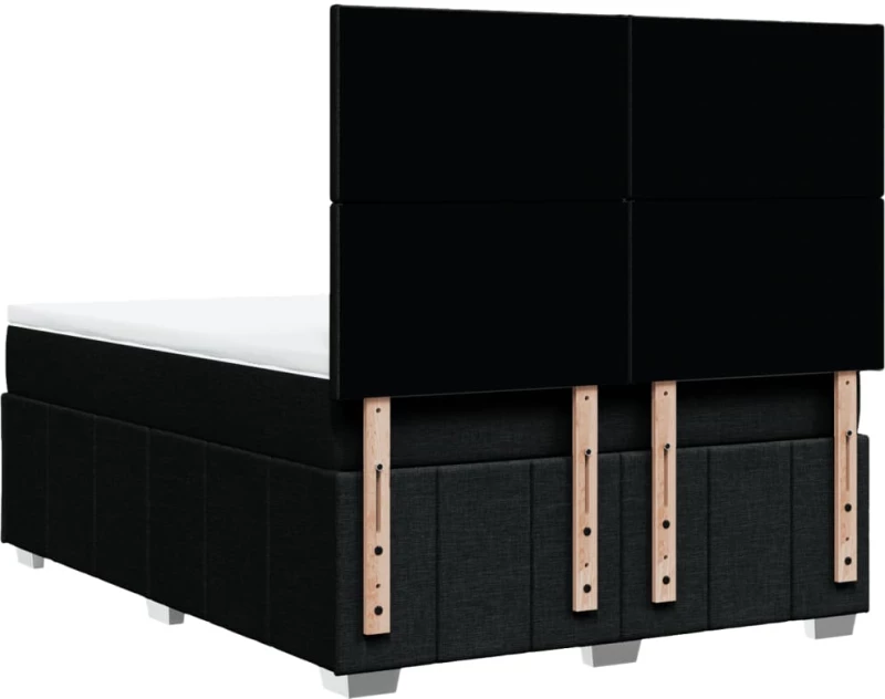 vidaXL Κρεβάτι Boxspring με Στρώμα Μαύρο 140x190 εκ. Υφασμάτινο
