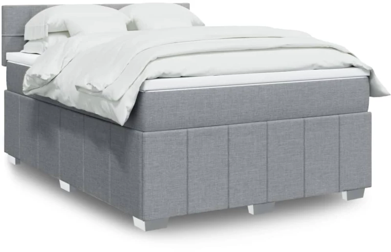 vidaXL Κρεβάτι Boxspring με Στρώμα Ανοιχτό Γκρι 140x200 εκ. Υφασμάτινο