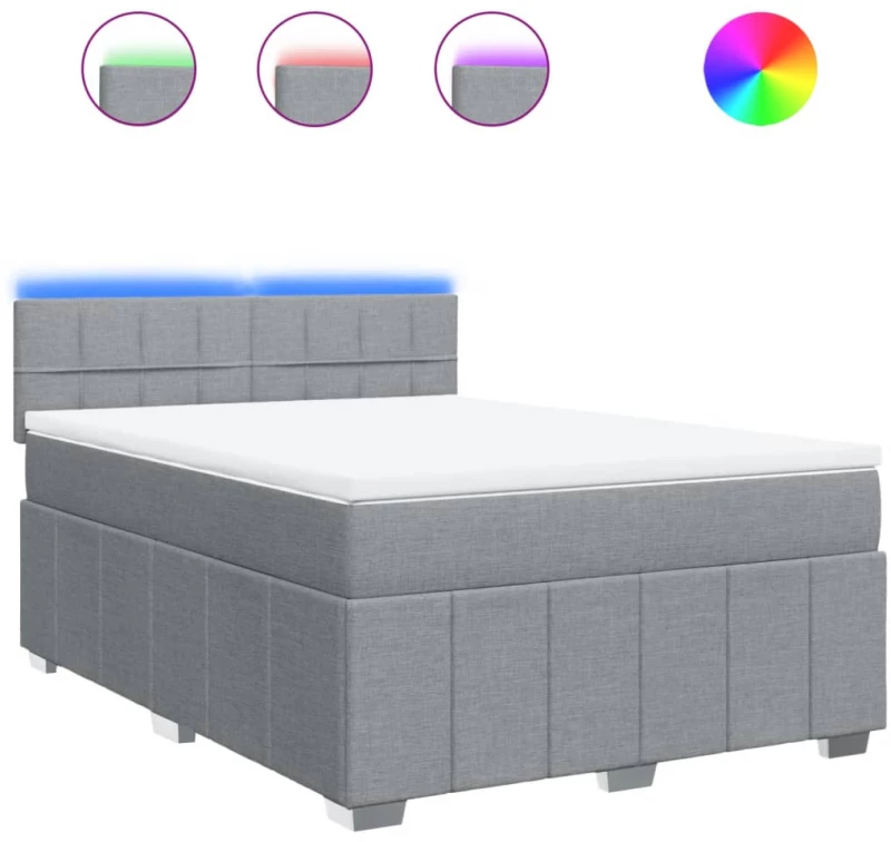 vidaXL Κρεβάτι Boxspring με Στρώμα Ανοιχτό Γκρι 140x200 εκ. Υφασμάτινο