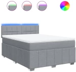 vidaXL Κρεβάτι Boxspring με Στρώμα Ανοιχτό Γκρι 140x200 εκ. Υφασμάτινο