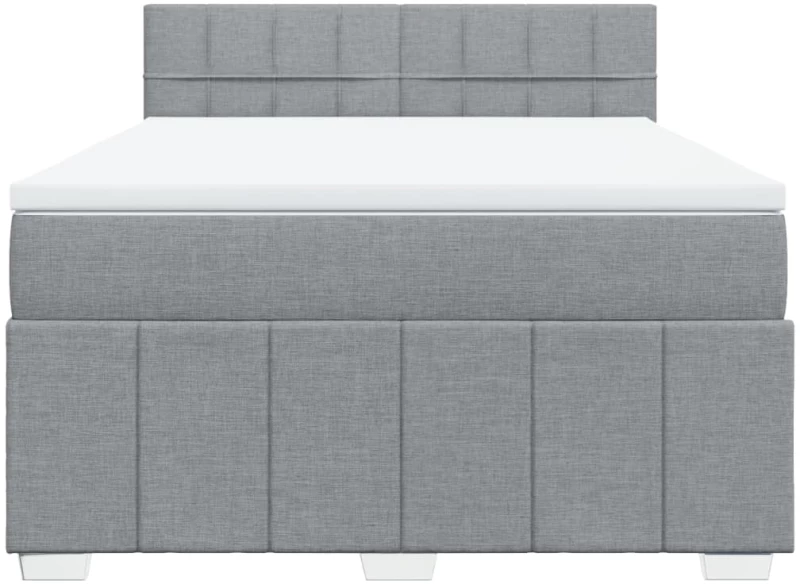 vidaXL Κρεβάτι Boxspring με Στρώμα Ανοιχτό Γκρι 140x200 εκ. Υφασμάτινο