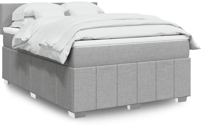 vidaXL Κρεβάτι Boxspring με Στρώμα Ανοιχτό Γκρι 140x200 εκ. Υφασμάτινο