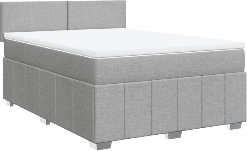 vidaXL Κρεβάτι Boxspring με Στρώμα Ανοιχτό Γκρι 140x200 εκ. Υφασμάτινο